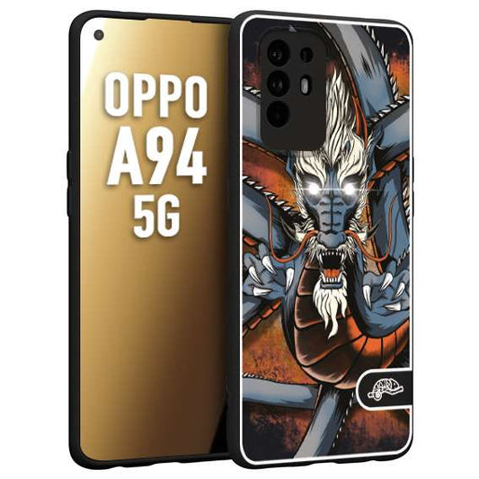 CUSTOMIZZA - Custodia cover nera morbida in tpu compatibile per Oppo A94 5G drago giapponese tattoo japan dragon