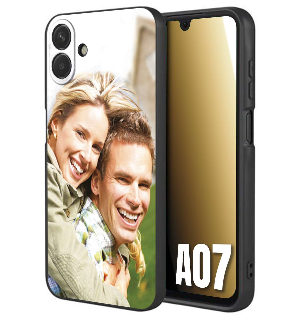 CUSTOMIZZA - Custodia cover nera morbida in tpu compatibile per Samsung A07 personalizzata con foto immagine scritta a piacere