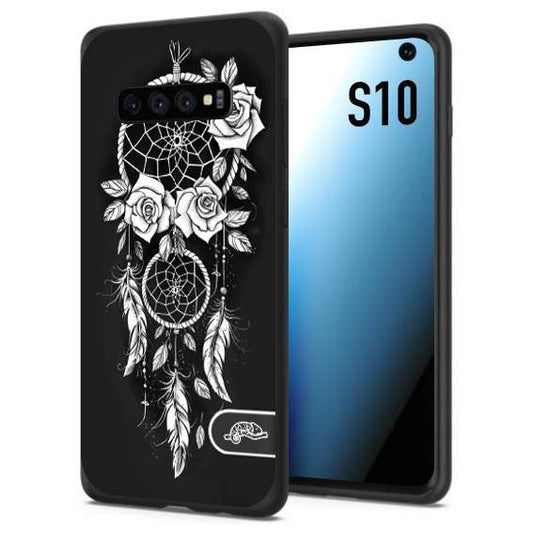 CUSTOMIZZA - Custodia cover nera morbida in tpu compatibile per Samsung S10 acchiappasogni dreamcatcher black and white bianco a rilievo disegnato tattoo tatuaggio