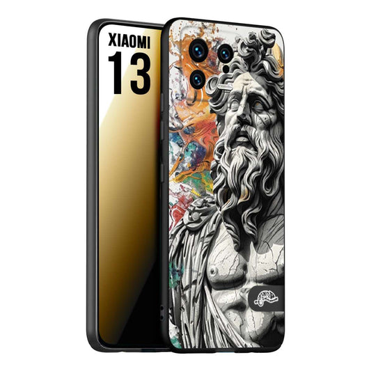 CUSTOMIZZA - Custodia cover nera morbida in tpu compatibile per Xiaomi 13 statua colorata moderna antico tattoo splash color