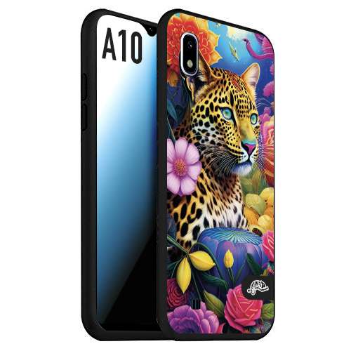 CUSTOMIZZA - Custodia cover nera morbida in tpu compatibile per Samsung A10 astratti donna flower fantasia leopardo ghepardo animali colorati
