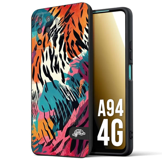 CUSTOMIZZA - Custodia cover nera morbida in tpu compatibile per Oppo A94 4G leopardato maculato tigrato tiger colorata summer color