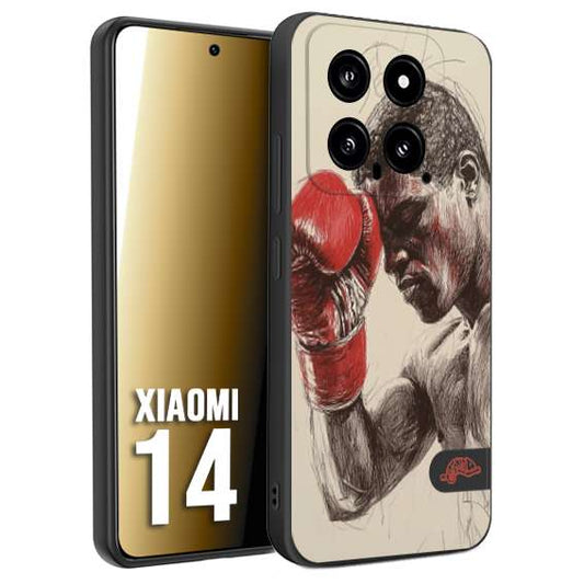 CUSTOMIZZA - Custodia cover nera morbida in tpu compatibile per Xiaomi 14 pugilato pugili disegno tattoo guantoni boxer pesi massimi