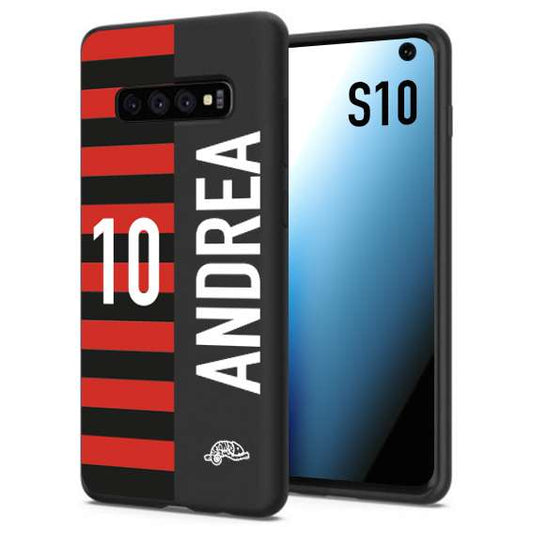 CUSTOMIZZA - Custodia cover nera morbida in tpu compatibile per Samsung S10 personalizzata calcio football nome e numero calciatori rossonera