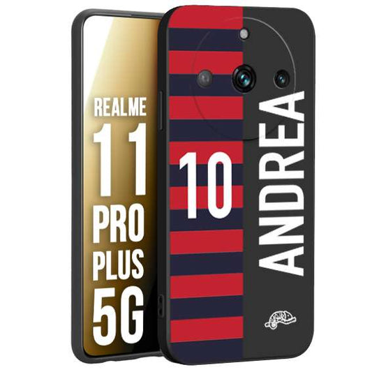 CUSTOMIZZA - Custodia cover nera morbida in tpu compatibile per Oppo Realme 11 PRO PLUS 5G personalizzata calcio football nome e numero calciatori rossoblu