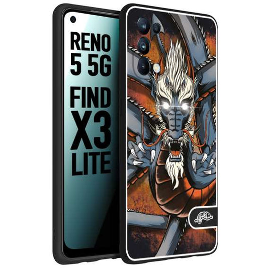 CUSTOMIZZA - Custodia cover nera morbida in tpu compatibile per Oppo Reno 5 5G drago giapponese tattoo japan dragon