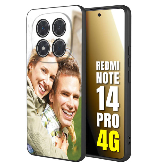 CUSTOMIZZA - Custodia cover nera morbida in tpu compatibile per Xiaomi Redmi Note 14 PRO 4G personalizzata con foto immagine scritta a piacere
