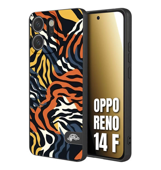 CUSTOMIZZA - Custodia cover nera morbida in tpu compatibile per Oppo Reno 14 F leopardato maculato tigrato tiger colorata gialla blu arancio