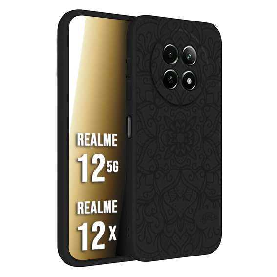 CUSTOMIZZA - Custodia cover nera morbida in tpu compatibile per Realme 12 5G - 12X mandala nero fiore vedo non vedo donna