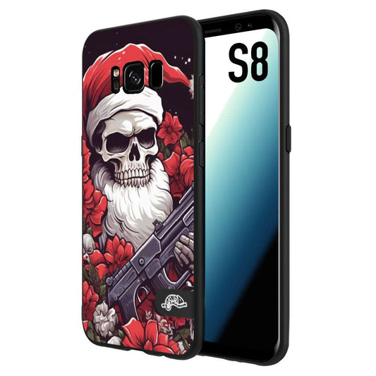 CUSTOMIZZA - Custodia cover nera morbida in tpu compatibile per Samsung S8 teschio natale santa claus fiori tattoo disegnato