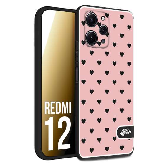 CUSTOMIZZA - Custodia cover nera morbida in tpu compatibile per Xiaomi Redmi 12 cuori pois rosa donna pin up vintage