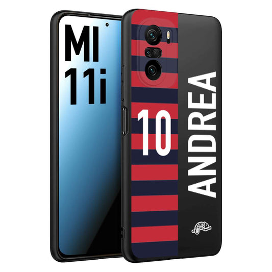 CUSTOMIZZA - Custodia cover nera morbida in tpu compatibile per Xiaomi Mi 11i personalizzata calcio football nome e numero calciatori rossoblu