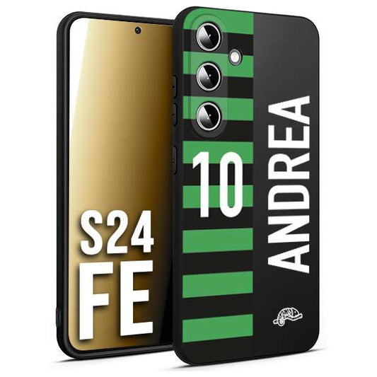 CUSTOMIZZA - Custodia cover nera morbida in tpu compatibile per Samsung S24 FE personalizzata calcio football nome e numero calciatori neroverde