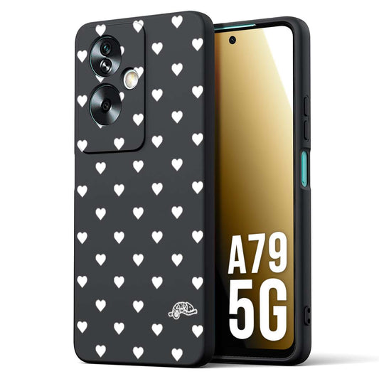 CUSTOMIZZA - Custodia cover nera morbida in tpu compatibile per Oppo A79 5G cuori pois bianchi donna pin up vintage