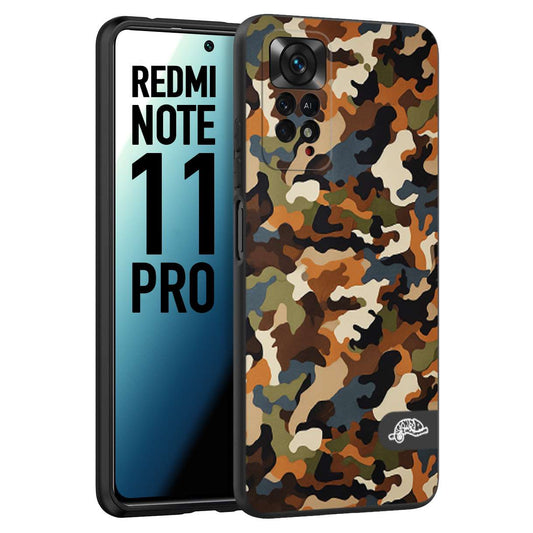 CUSTOMIZZA - Custodia cover nera morbida in tpu compatibile per Xiaomi Redmi Note 11 PRO camouflage mimetico militare moderno blu marrone beige