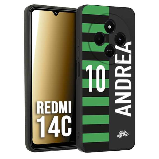 CUSTOMIZZA - Custodia cover nera morbida in tpu compatibile per Xiaomi Redmi 14C personalizzata calcio football nome e numero calciatori neroverde