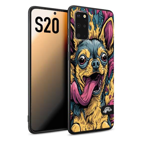 CUSTOMIZZA - Custodia cover nera morbida in tpu compatibile per Samsung S20 Chihuahua illustrazione cane pop art cane street art cartone animato