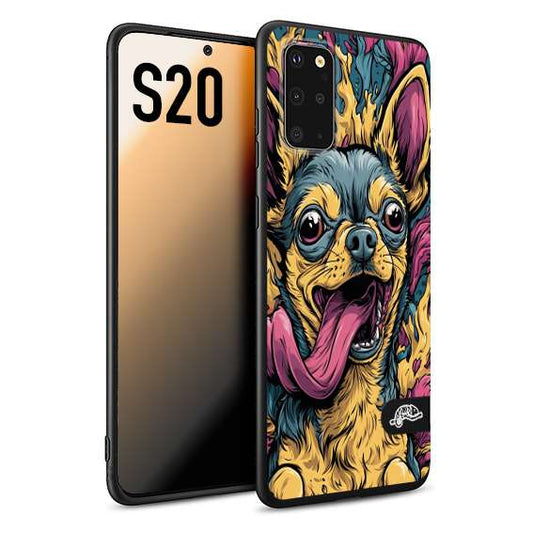 CUSTOMIZZA - Custodia cover nera morbida in tpu compatibile per Samsung S20 Chihuahua illustrazione cane pop art cane street art cartone animato