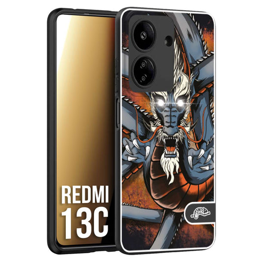 CUSTOMIZZA - Custodia cover nera morbida in tpu compatibile per Xiaomi Redmi 13C drago giapponese tattoo japan dragon