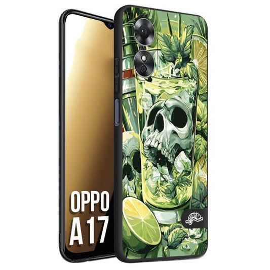 CUSTOMIZZA - Custodia cover nera morbida in tpu compatibile per Oppo A17 Mojito cocktail teschio illustrazione drink lime menta ghiacci tropicale street art