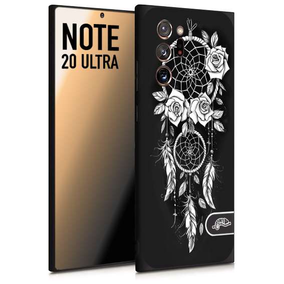 CUSTOMIZZA - Custodia cover nera morbida in tpu compatibile per Samsung NOTE 20 ULTRA acchiappasogni dreamcatcher black and white bianco a rilievo disegnato tattoo tatuaggio