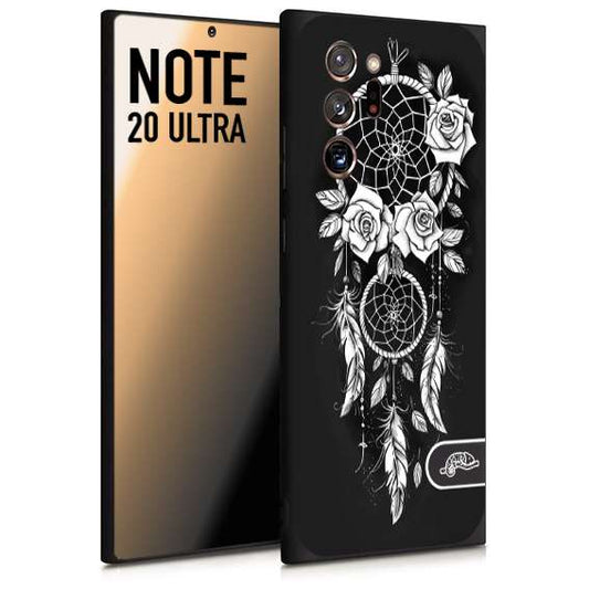 CUSTOMIZZA - Custodia cover nera morbida in tpu compatibile per Samsung NOTE 20 ULTRA acchiappasogni dreamcatcher black and white bianco a rilievo disegnato tattoo tatuaggio