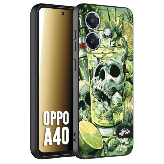 CUSTOMIZZA - Custodia cover nera morbida in tpu compatibile per Oppo A40 Mojito cocktail teschio illustrazione drink lime menta ghiacci tropicale street art