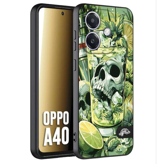 CUSTOMIZZA - Custodia cover nera morbida in tpu compatibile per Oppo A40 Mojito cocktail teschio illustrazione drink lime menta ghiacci tropicale street art