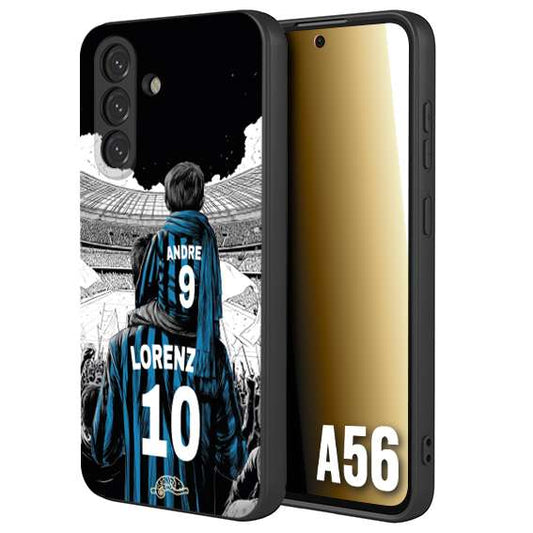 CUSTOMIZZA - Custodia cover nera morbida in tpu compatibile per Samsung A56 5G personalizzata calcio football padre e figlio calciatori nerazzurra