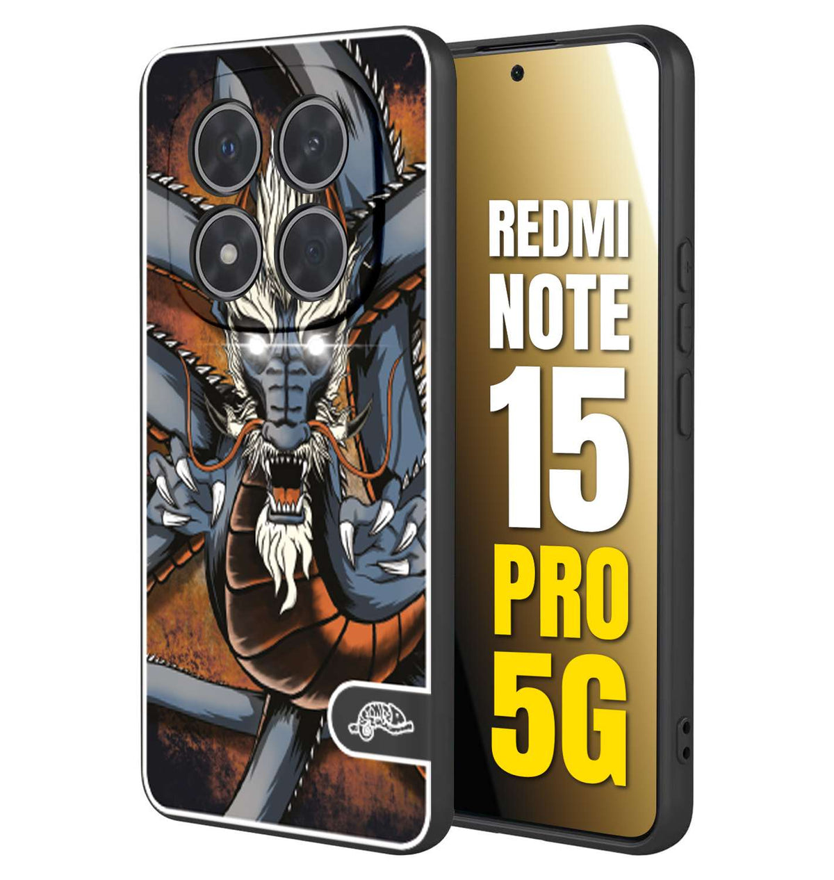 CUSTOMIZZA - Custodia cover nera morbida in tpu compatibile per Xiaomi Redmi Note 15 PRO 5G drago giapponese tattoo japan dragon