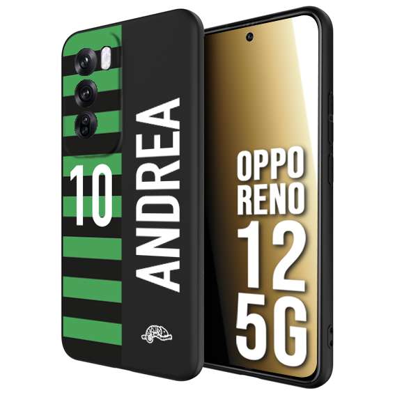 CUSTOMIZZA - Custodia cover nera morbida in tpu compatibile per Oppo Reno 12 5G personalizzata calcio football nome e numero calciatori neroverde