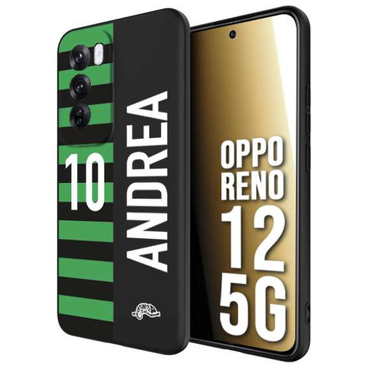 CUSTOMIZZA - Custodia cover nera morbida in tpu compatibile per Oppo Reno 12 5G personalizzata calcio football nome e numero calciatori neroverde