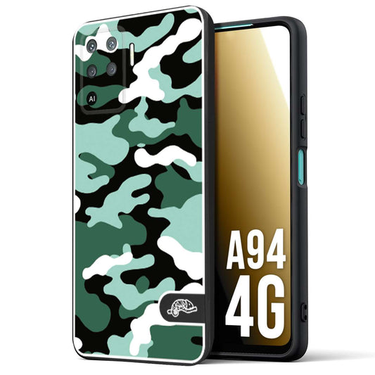 CUSTOMIZZA - Custodia cover nera morbida in tpu compatibile per Oppo A94 4G camouflage mimetico militare verde green