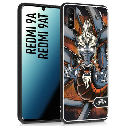 CUSTOMIZZA - Custodia cover nera morbida in tpu compatibile per Xiaomi Redmi 9A - 9AT drago giapponese tattoo japan dragon