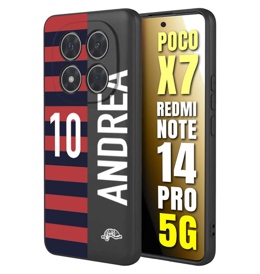 CUSTOMIZZA - Custodia cover nera morbida in tpu compatibile per Xiaomi Redmi Note 14 PRO 5G personalizzata calcio football nome e numero calciatori rossoblu