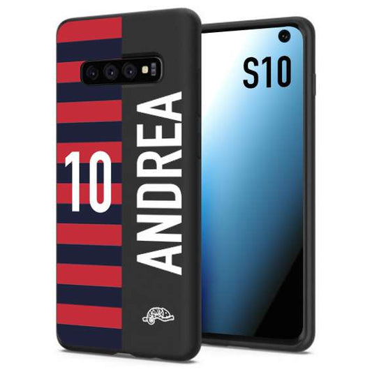 CUSTOMIZZA - Custodia cover nera morbida in tpu compatibile per Samsung S10 personalizzata calcio football nome e numero calciatori rossoblu