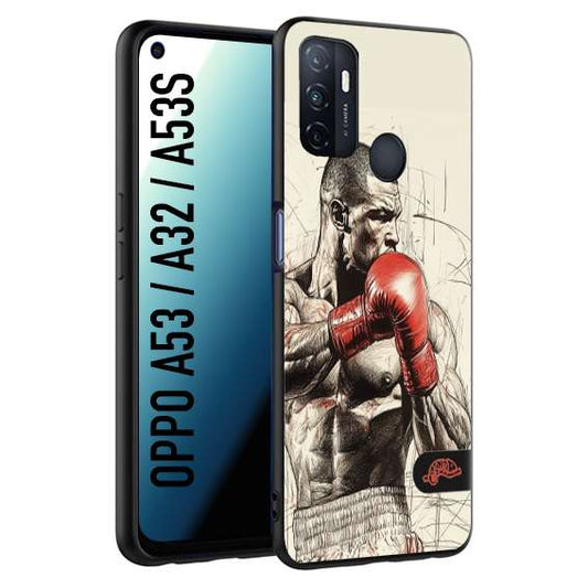 CUSTOMIZZA - Custodia cover nera morbida in tpu compatibile per Oppo A53 - A32 - A53S pugilato pugili disegno tattoo guantoni box sport ring