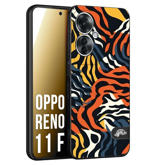 CUSTOMIZZA - Custodia cover nera morbida in tpu compatibile per Oppo Reno 11 F 5G leopardato maculato tigrato tiger colorata gialla blu arancio