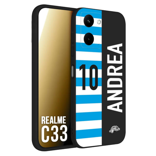 CUSTOMIZZA - Custodia cover nera morbida in tpu compatibile per Oppo Realme C33 personalizzata calcio football nome e numero calciatori biancazzurri