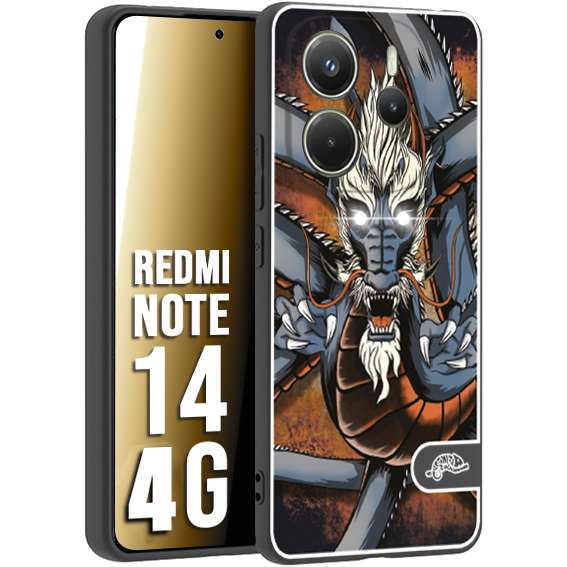 CUSTOMIZZA - Custodia cover nera morbida in tpu compatibile per Xiaomi Redmi Note 14 4G drago giapponese tattoo japan dragon
