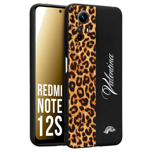 CUSTOMIZZA - Custodia cover nera morbida in tpu compatibile per Xiaomi Redmi Note 12S custom nome scritta leopardato maculato donna marrone leopard