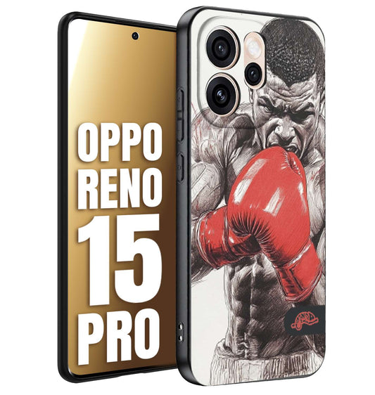 CUSTOMIZZA - Custodia cover nera morbida in tpu compatibile per Oppo Reno 15 PRO pugilato pugili disegno tattoo guantoni box pesi massimi gancio