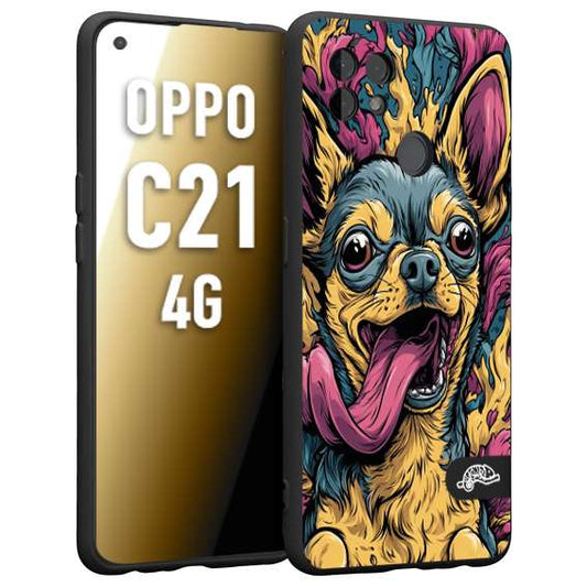 CUSTOMIZZA - Custodia cover nera morbida in tpu compatibile per Realme C21 4G Chihuahua illustrazione cane pop art cane street art cartone animato