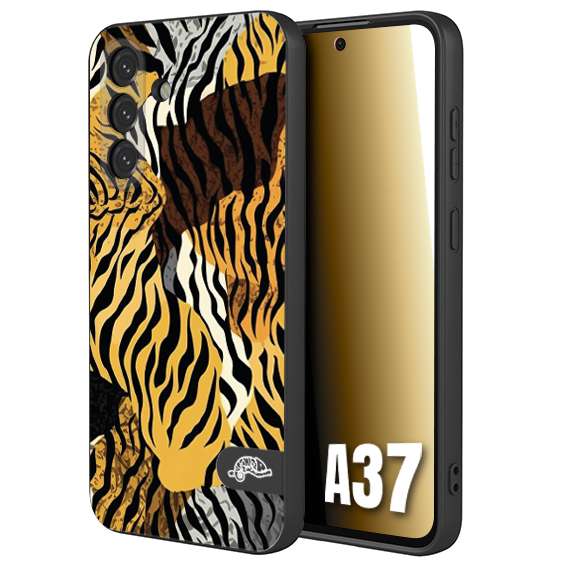 CUSTOMIZZA - Custodia cover nera morbida in tpu compatibile per Samsung A37 leopardato tigrato tiger colorata donna fashion estate