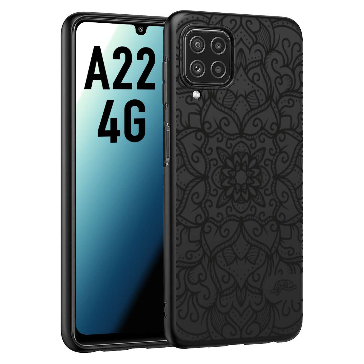 CUSTOMIZZA - Custodia cover nera morbida in tpu compatibile per Samsung A22 4G mandala nero fiore vedo non vedo donna