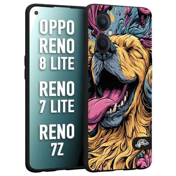 CUSTOMIZZA - Custodia cover nera morbida in tpu compatibile per Oppo Reno 7 Lite - 8 Lite - 7Z Golden Retriever illustrazione cane pop art cane street art cartone animato