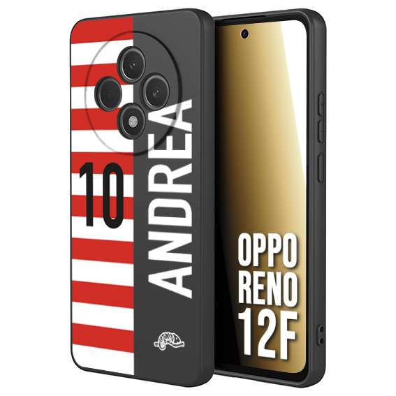 CUSTOMIZZA - Custodia cover nera morbida in tpu compatibile per Oppo Reno 12F personalizzata calcio football nome e numero calciatori bianco rossa