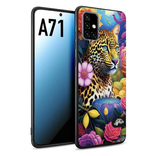 CUSTOMIZZA - Custodia cover nera morbida in tpu compatibile per Samsung A71 astratti donna flower fantasia leopardo ghepardo animali colorati
