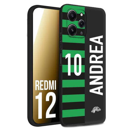 CUSTOMIZZA - Custodia cover nera morbida in tpu compatibile per Xiaomi Redmi 12 personalizzata calcio football nome e numero calciatori neroverde