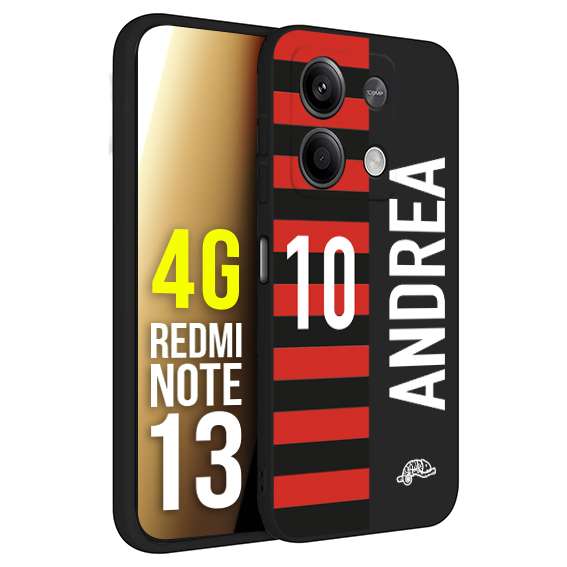 CUSTOMIZZA - Custodia cover nera morbida in tpu compatibile per Xiaomi Redmi Note 13 4G personalizzata calcio football nome e numero calciatori rossonera